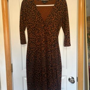 Sanctuary Rust Brown Leopard Print Wrap Midi Dress - Size M
